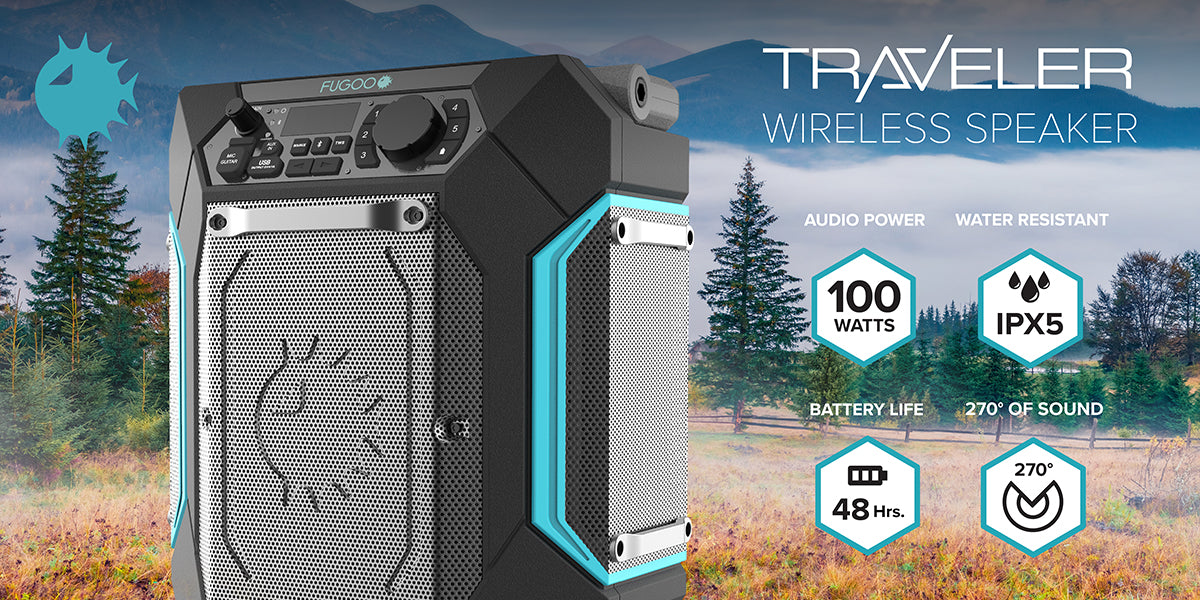 The FUGOO Traveler - Wireless Speaker w/ 48 hrs. of Play & QI Charger - Now Available